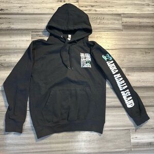 Anna Maria Black Hoodie with White and Teal Print